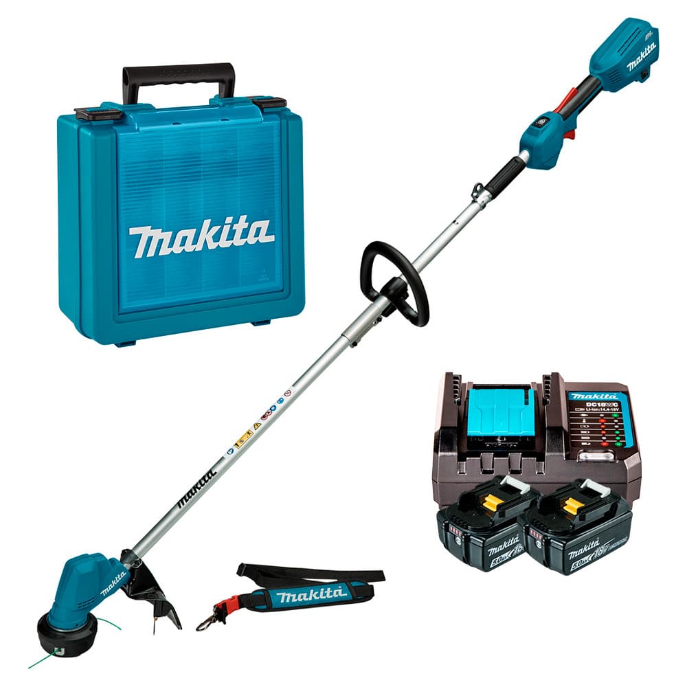 Kit Aparador de Grama a Bateria 18V LXT Makita DUR192LZ + Kit Energia 2 Baterias 5Ah + Carregador + Maleta KITMAK1850B