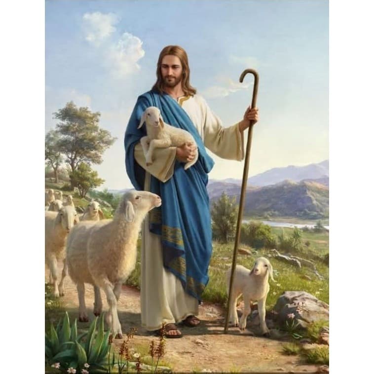 Quadro Decorativo Jesus Bom Pastor (70x90cm) Religioso Alta Qualidade Resolução