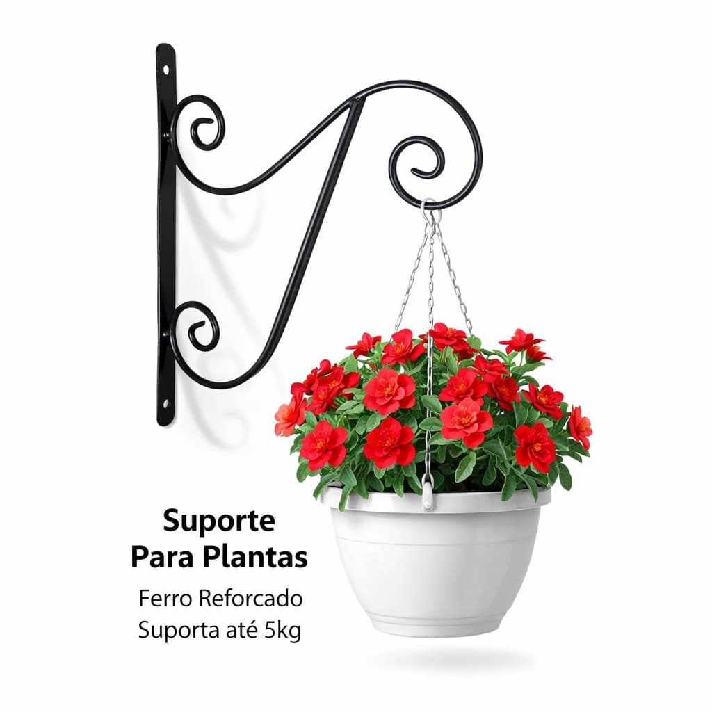 Suporte Planta Ferro Parede Colonial Para Vaso Suspenso 5kg