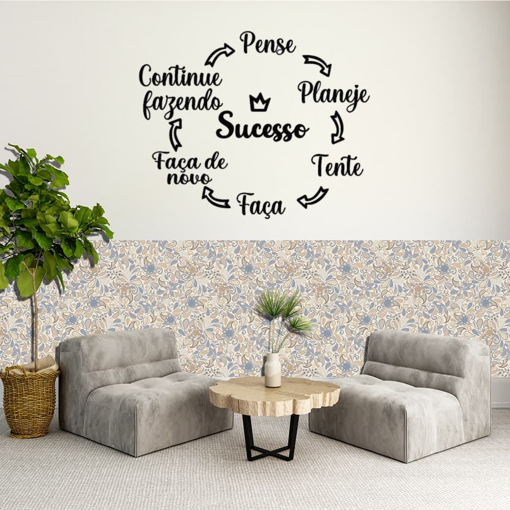 Papel de Parede Floral Vintage Adesivo Arabesco Autocolante MEIA PAREDE Papel de Parede para Sala