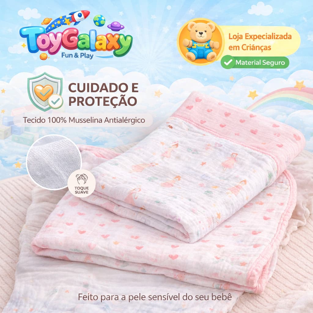 Kit 2 Toalhas Paninho Pano de Boca Bebe Soft 100% Algodão + 02 Chupeta BUBA