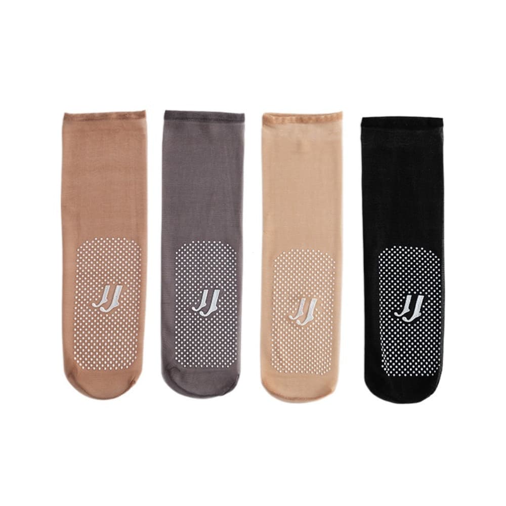 YONGWANG 5 Pares De Meias De Seda Cristal Antiderrapantes , Invisíveis Femininas Respiráveis Transparentes Tornozelo De