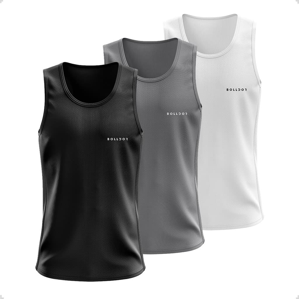 Kit 3 Regatas Academia Dry Fit fitness esportiva Lisa Proteção Uv Masculina