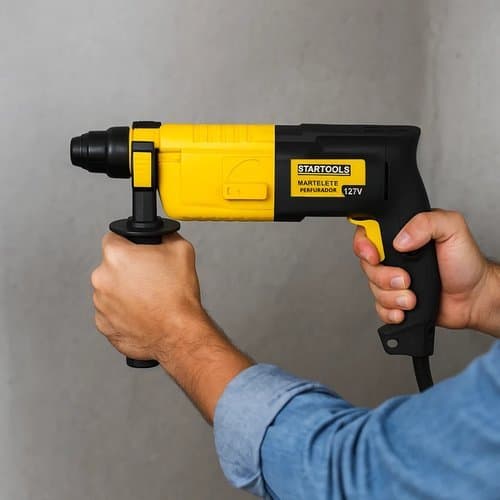 Martelete Furadeira Perfurador de Alta Potência 600W Impacto 127V Furo Perfuração Rápida Locais Difíceis Duros