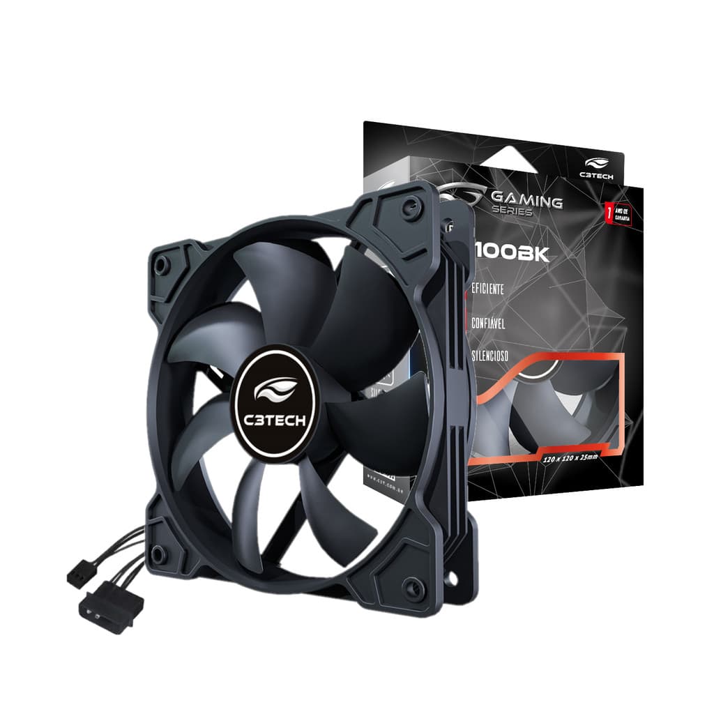 COOLER FAN VENTOINHA PRETO SEM LED F7-100BK 12CM 120MM C3T