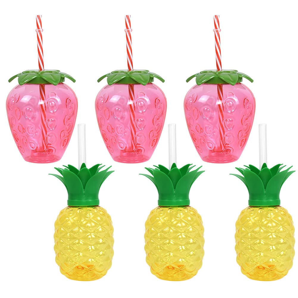 Copo De Suco Para Beber 500ml , Formato De Abacaxi/Morango , Caneca Bebidas Frias Com Canudo , Decoração Criativa De Fes