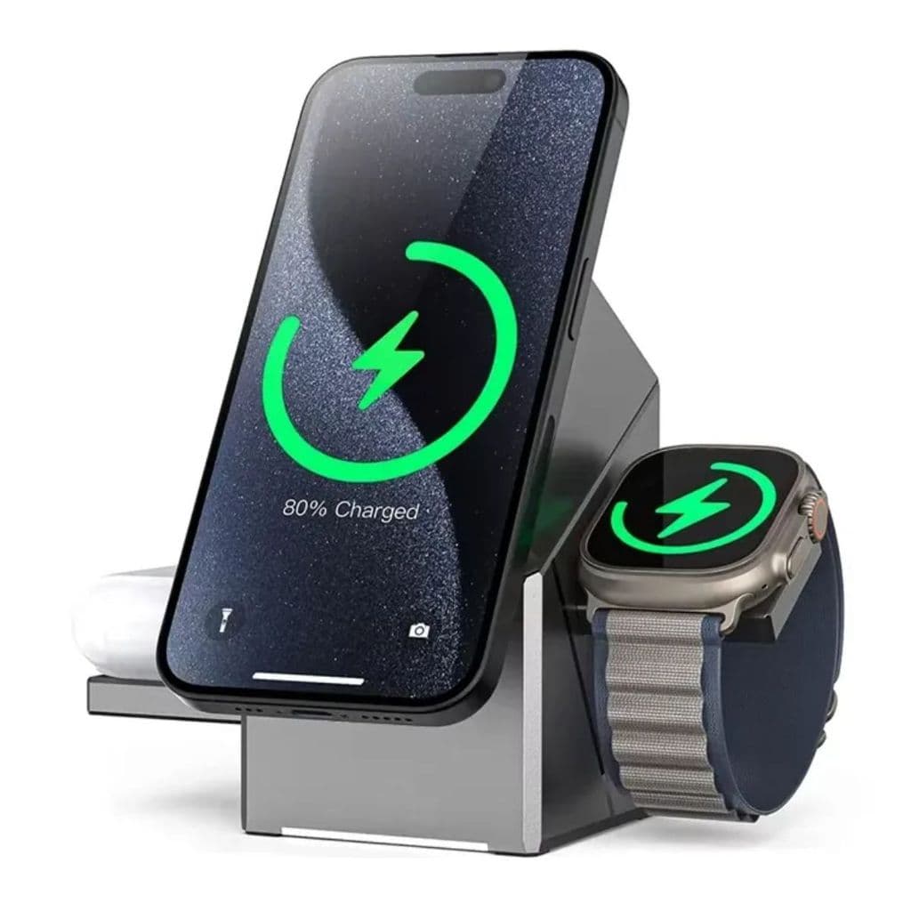 Carregador 3 em 1 Base Para Celular Tipo iPhone por Indução