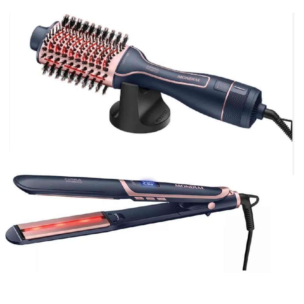 Kit Mondial de Escova ES-01 E Prancha P-01 Infra Red Bivolt