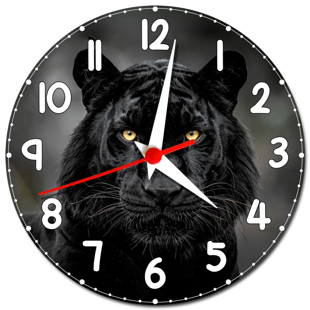 Relógio de Parede Estampa de Tigre Preto Decorativo