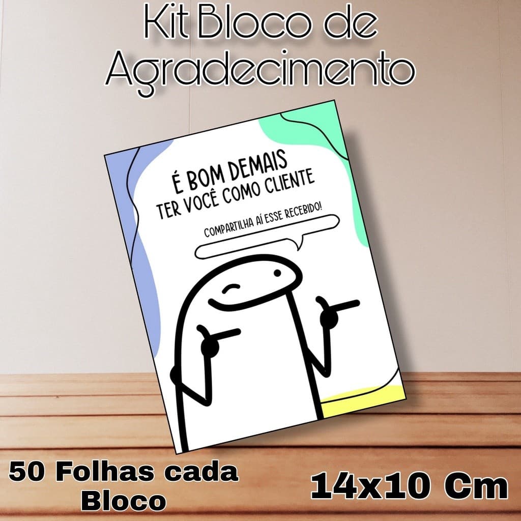 Kit de Blocos de agradecimento ao cliente Mimo C/50 Folhas Bloco Flock Meme - 10 Blocos