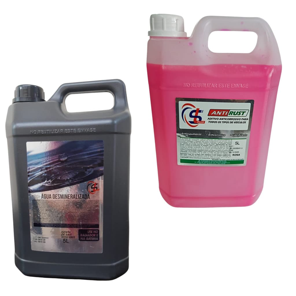 Kit Aditivo Radiador Anticorrosivo SL-Plus Anti-Rust Concentrado Rosa c/ Água Desmineralizada