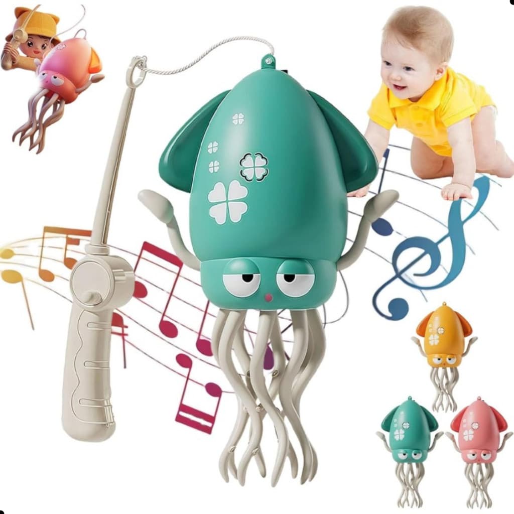 Brinquedo Polvo Dançante Interativo Recarregável com Luzes Música Vara de Pesca para Bebês  Crianças