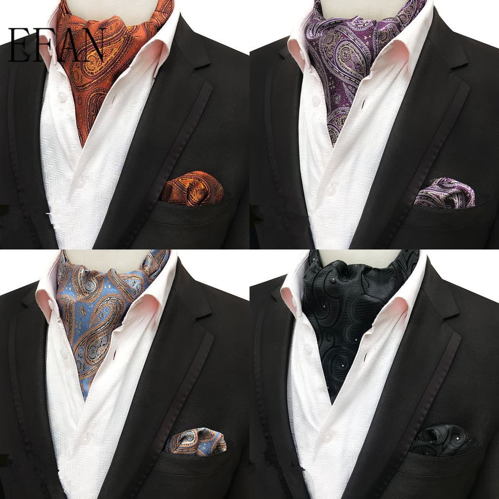 Vintage Cravat Ascot Masculino Elegante Cavalheiro Gravata Lenços Conjunto Reunião De Negócios Moda Noite Anfitrião Casu