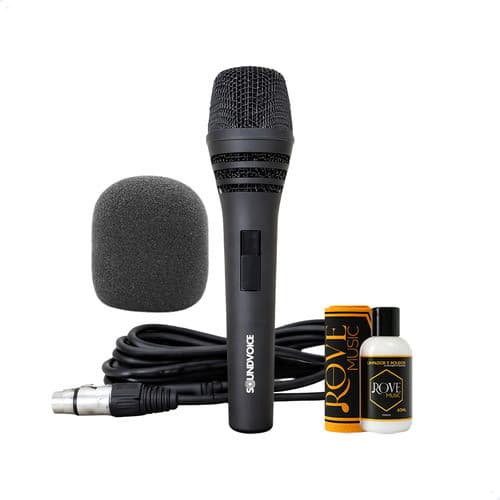 Microfone Com Fio Soundvoice Gb Sm100 Dinamico Vocal Pro Xlr Preto