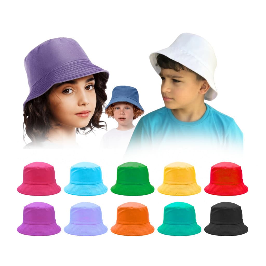Chapéu Bucket Infantil Liso UV Chapéu de praia Infantil Menino Tam P (2 a 8 anos) Liso -mr