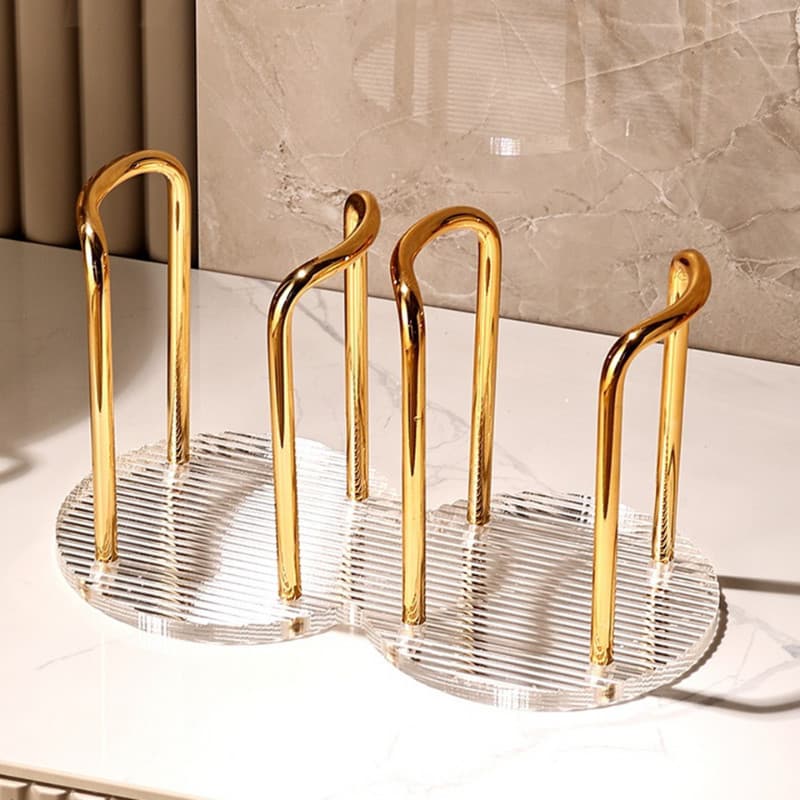Suporte Dourado de Acrílico Para Copos Descartável de Chá Água Prateleira Organizador Doméstico Decoração Elegante