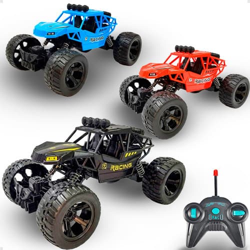 Carrinho Controle Remoto 4x4 Off Road Preto/azul/vermelho