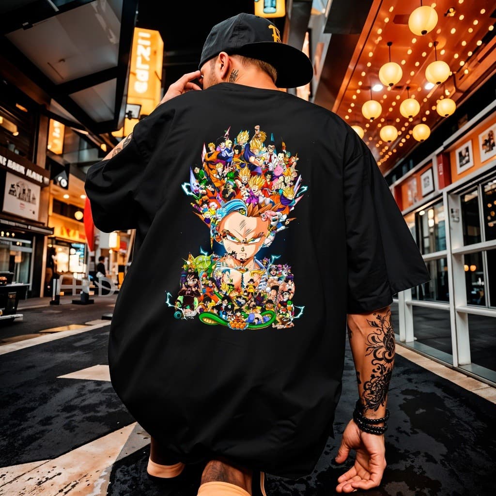 Camiseta Camisa Oversized Unissex Anime Treino Desenho Academia Gola Alta Larga Treino Grande Dbz