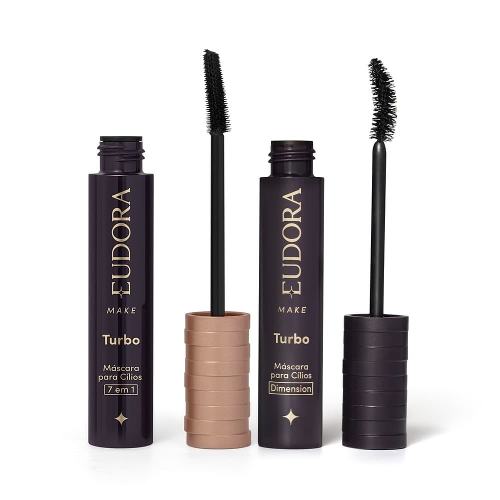 Combo Máscara de Cílios Soul Turbo 5g + Máscara de Cílios Eudora Make Turbo Dimension 10g