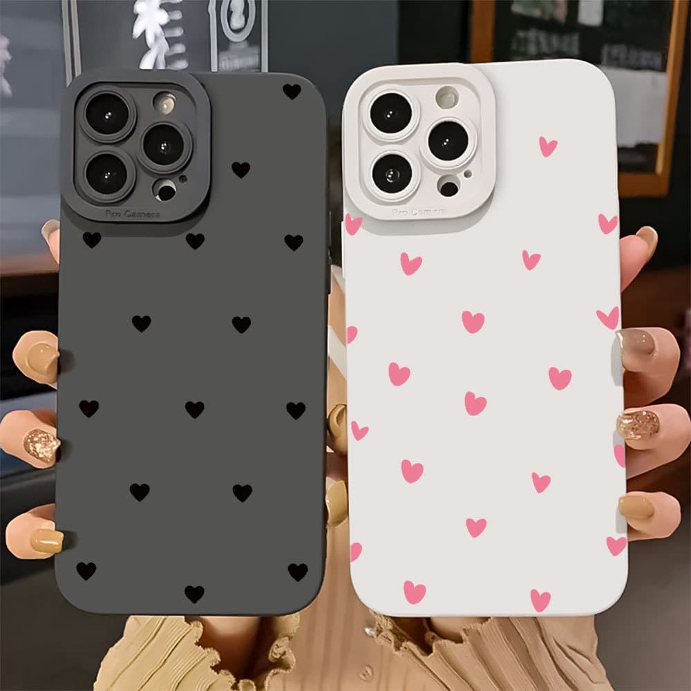 Capinha Capa Para IPhone 7 8 X Xs XR 11 12 13 14 15 16 17 Air Plus Pro Max Normal Cobertura Completa Coração Caso