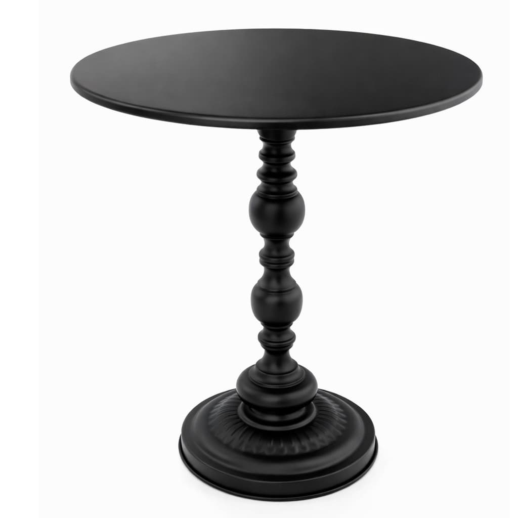 Mesinha Lateral de Apoio Redonda Ferro Mesa Canto Preta Vitino Roma 40cm x 52cm