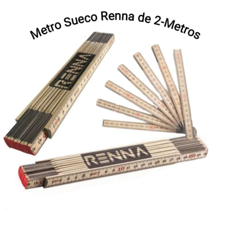 Metro Sueco De Madeira Articulado Renna - 2 Metros