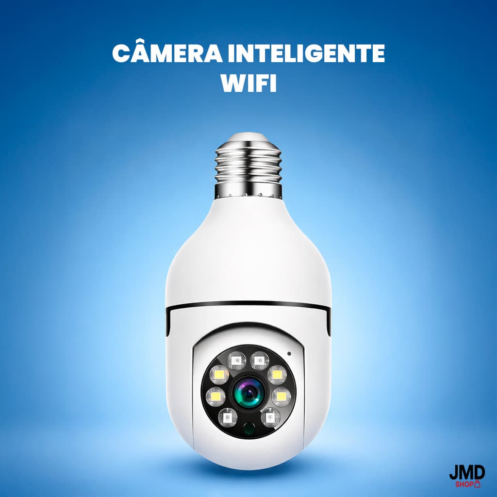 Câmera IP Lâmpada Wifi Inteligente Giratória 360º Visão Noturna Infra Vermelho Vigilância