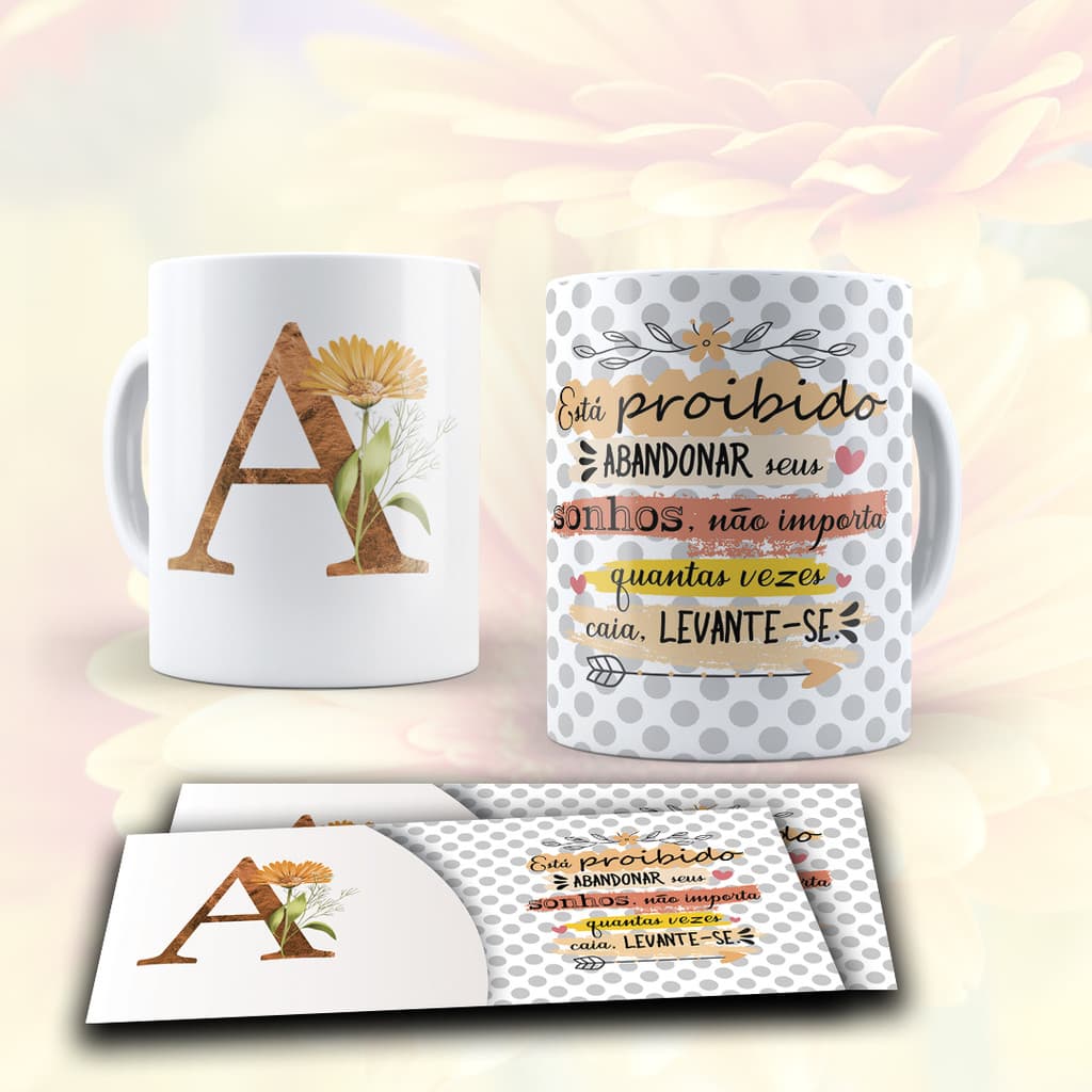 Caneca Xicara personalizada com nome e iniciais, temos todas iniciais 325ml