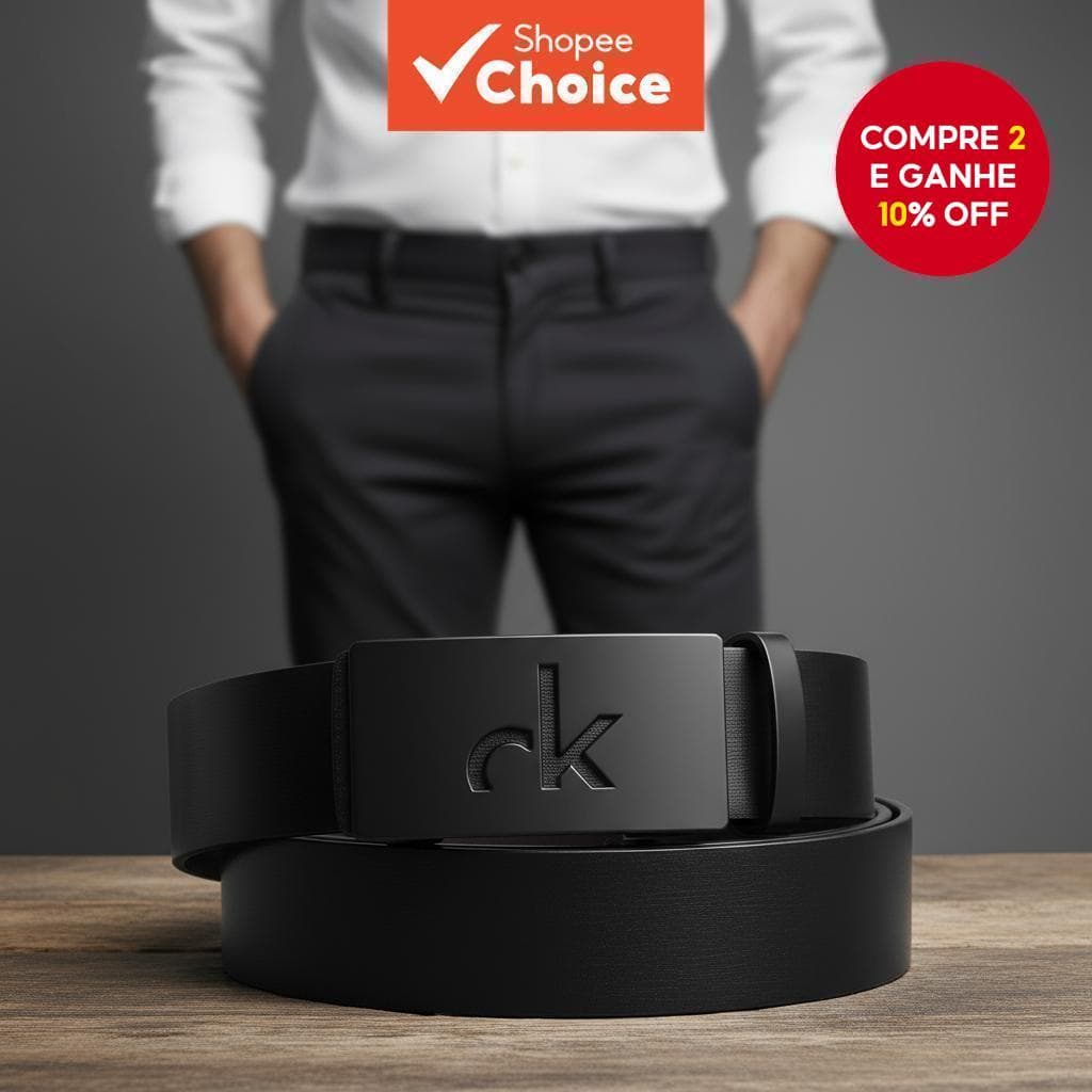 CKiruv Cinto Masculino de Couro Legítimo com Fivela Ajustável de Liga de Zinco para Negócios e Casual, Uso Diário
