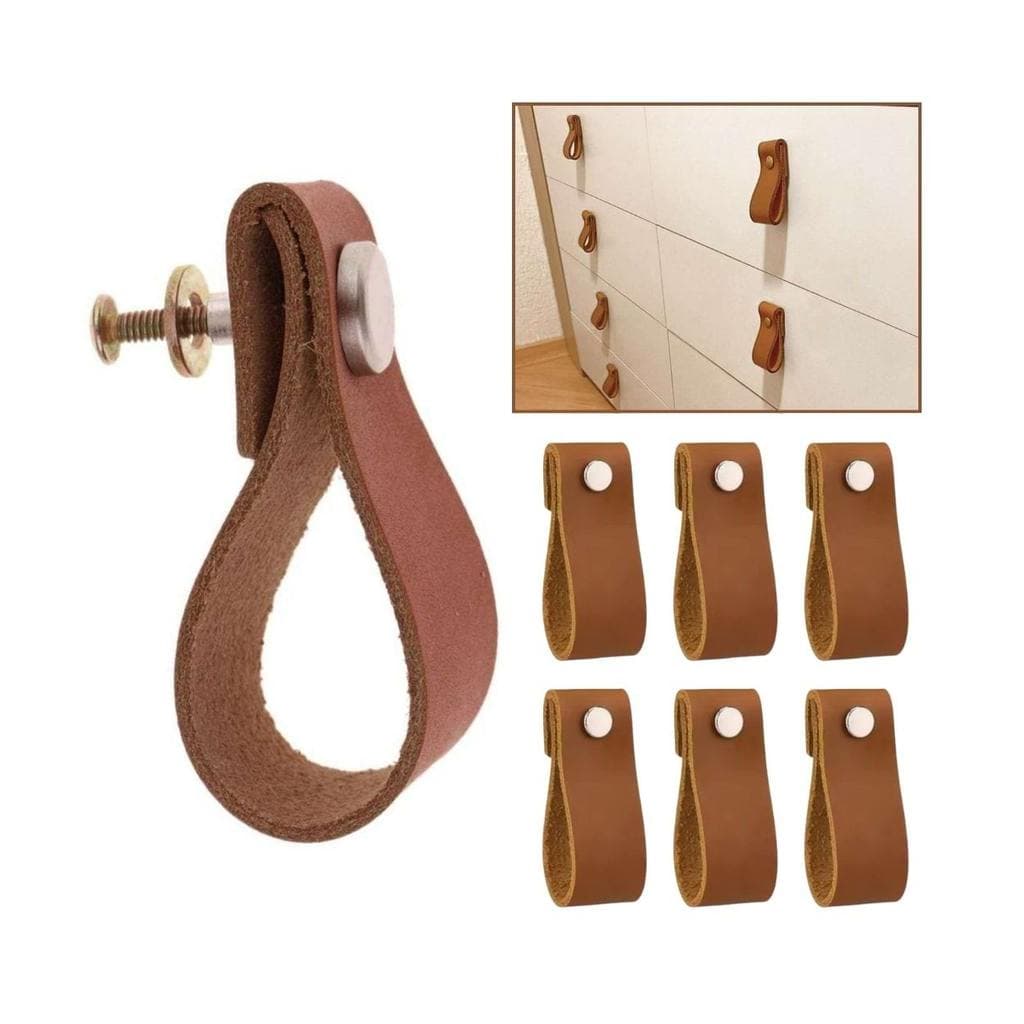 Kit 6 Puxador Ponto com Alaça para Amário Móveis Gaveta e Gaurda-Roupa em Textura Couro 26mm