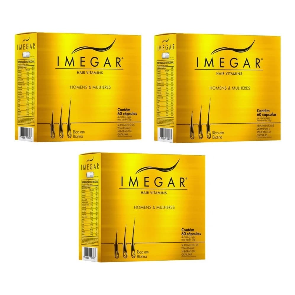 Kit 3X Imegar Hair 60 Comprimidos Prowin