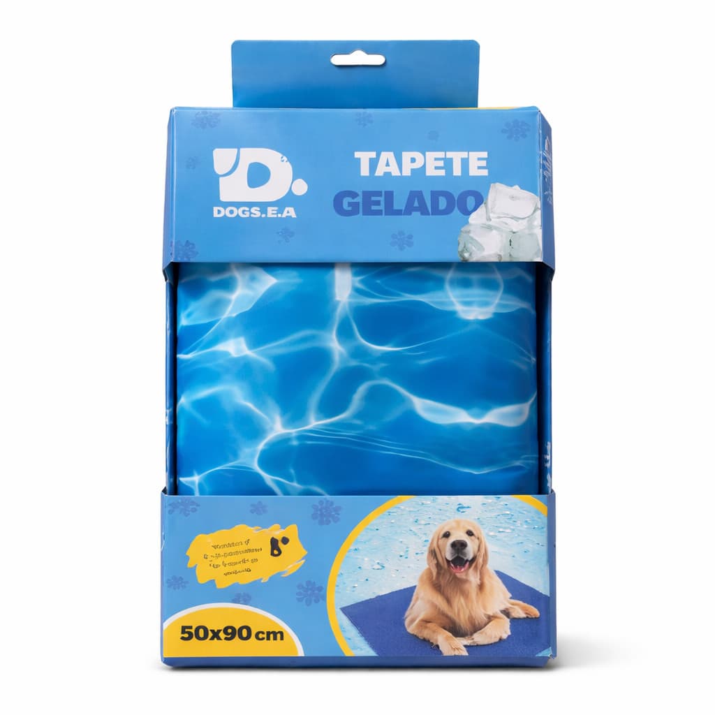 Tapete Gelado 50x90 para Pets Cães e Gatos Antitérmico Refrescante Azul Conforto Pet Calor