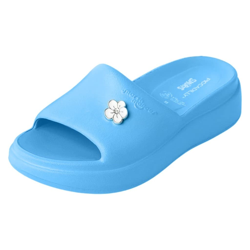 Chinelo Feminino Slide Conforto Pingente Piccadilly Smurf