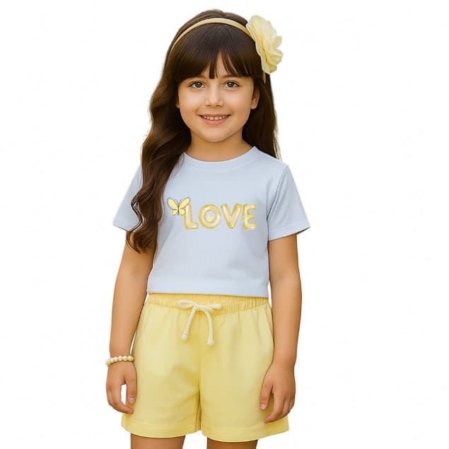 Conjunto Infantil Feminino  Cropped T-Shirt Juvenil Conjuntinho Verão Básico