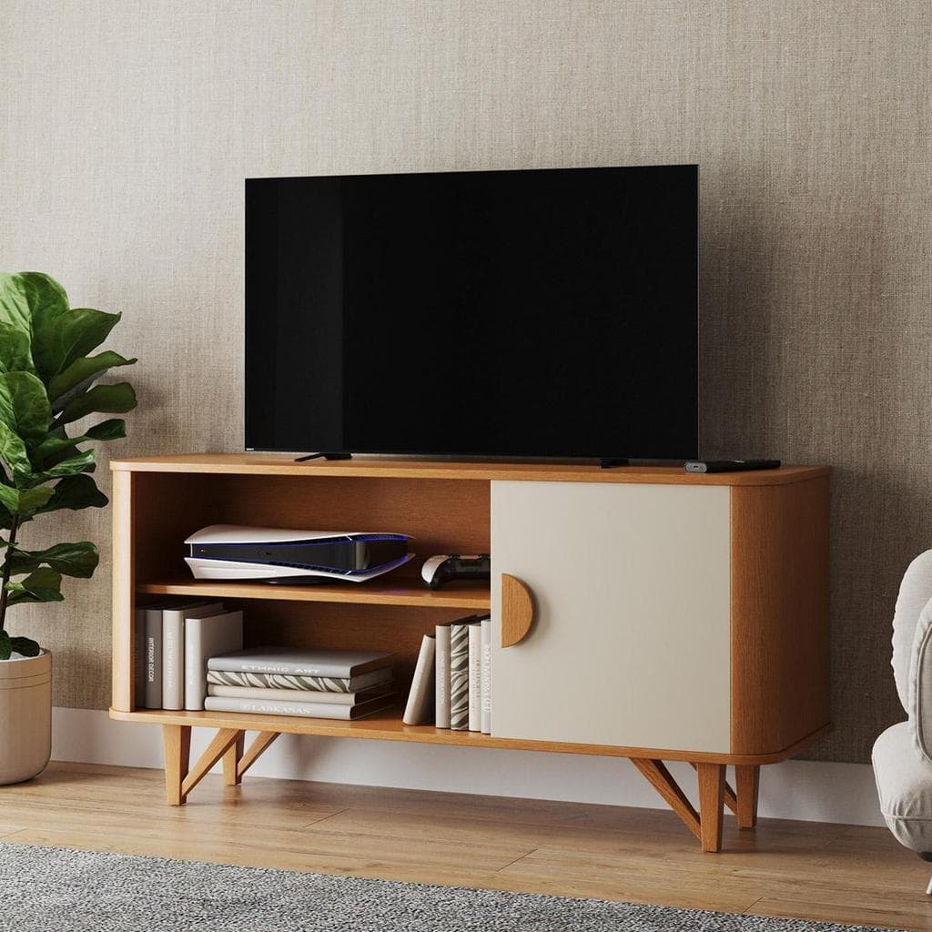 Rack Venice 120cm para TV até 50" com Pés em Madeira Maciça
