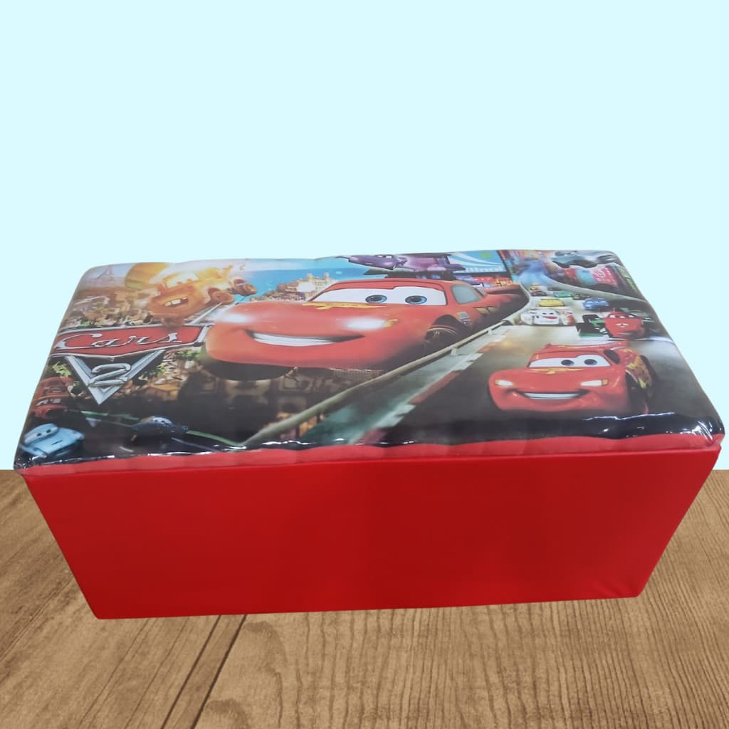 Baú Infantil Carros Decorado Puff Organizador 90cm Reforçado Guarda Brinquedos Pronta Entrega