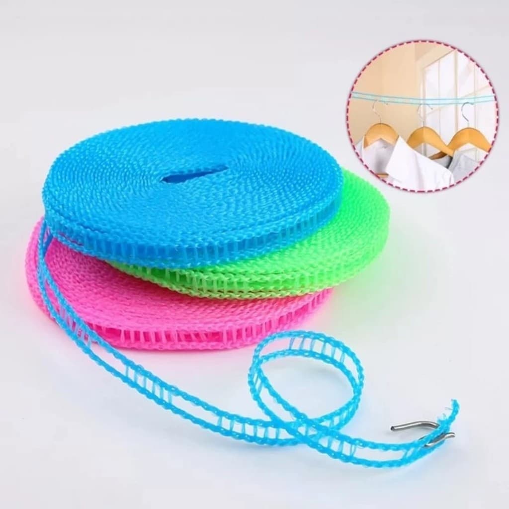 Corda de Varal Antiderrapante de Nylon para Pendurar Roupas com Cabides 5 metros Retrátil Trançado