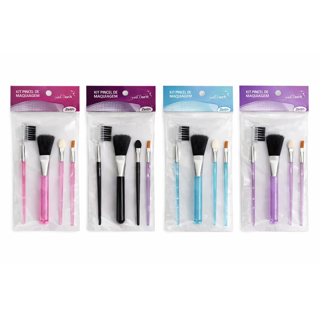 Kit com 5 Pincéis para Maquiagem de Bolsa