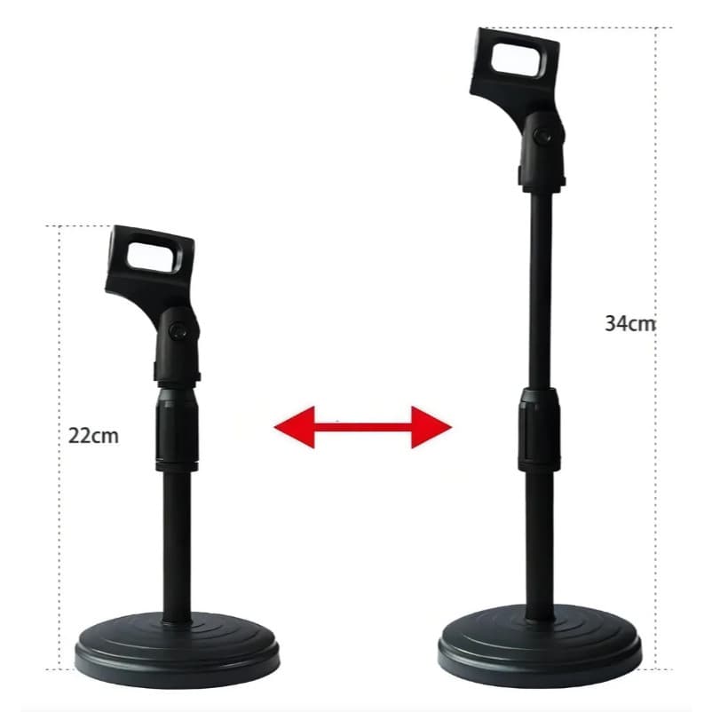 Suporte Mesa Para Microfone Portatil-mini Pedestal-podcast Cor Preto - Aries Shop