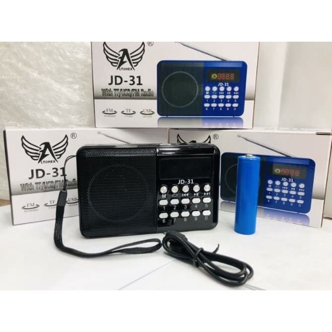 Radio retro portatil fm/bluetooth/usb/tf recarregavel altomex JD-31/JD32/JD-30
