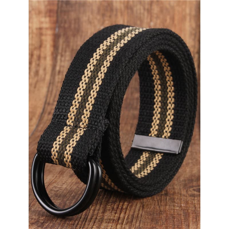 Cinto de lona masculino juventude lona duplo-anel fivela senhoras cinto masculino versão coreana simples Jeans cinto est