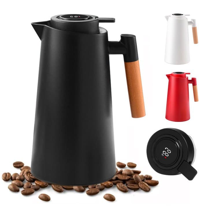 Garrafa Térmica Nórdica 1L Firenze Café Chá Cabo De Madeira Luxo Branco Preto Verde Claro Nexora Bra