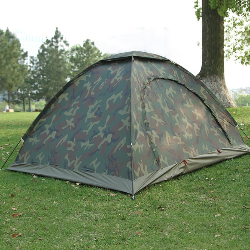 Tenda ao ar livre camuflagem dupla única 3-4 pessoas acampamento viagem praia à prova de chuva conjunto de barraca total