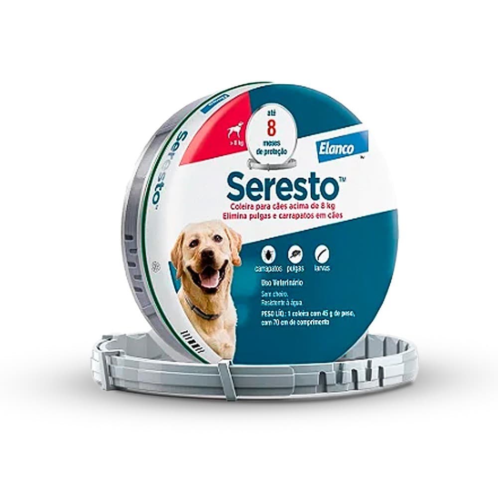 Coleira Antipulgas Seresto Cães Acima de 8 kg - 8 meses de proteção Único