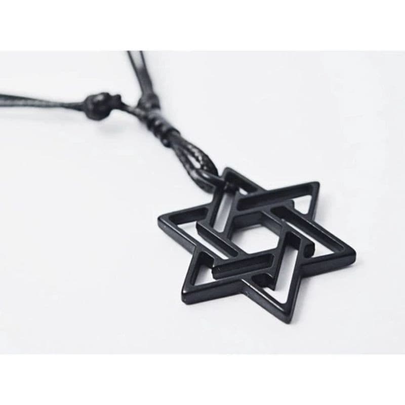 colar masculino estrela de Davi All Black regulável
