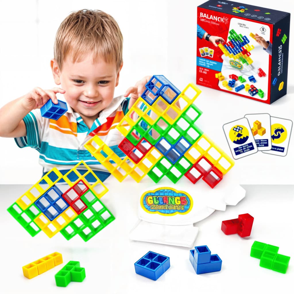 Brinquedo Educativo Jogo Equilibrista Tetris Blocos de Encaixe Infantil Equilíbrio e Estratégia