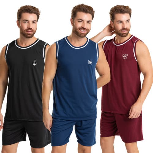 kit 3 pijamas masculino camiseta regata verão