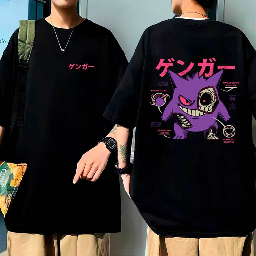 Camiseta Oversized Anime Gengar Poke Filme Pokebola Unissex 100% Algodão Masculino Feminino