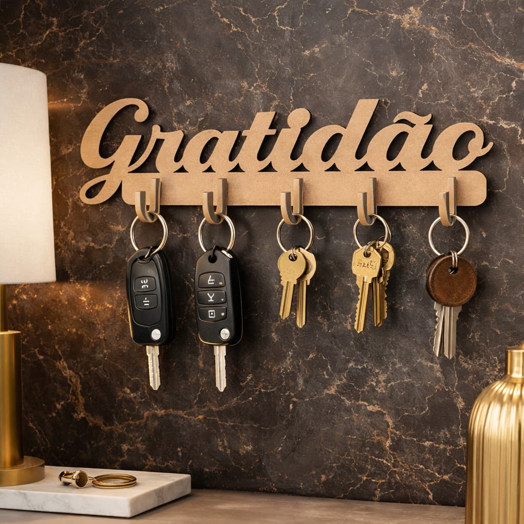 Porta Chaves Decorativo Gratidão MDF