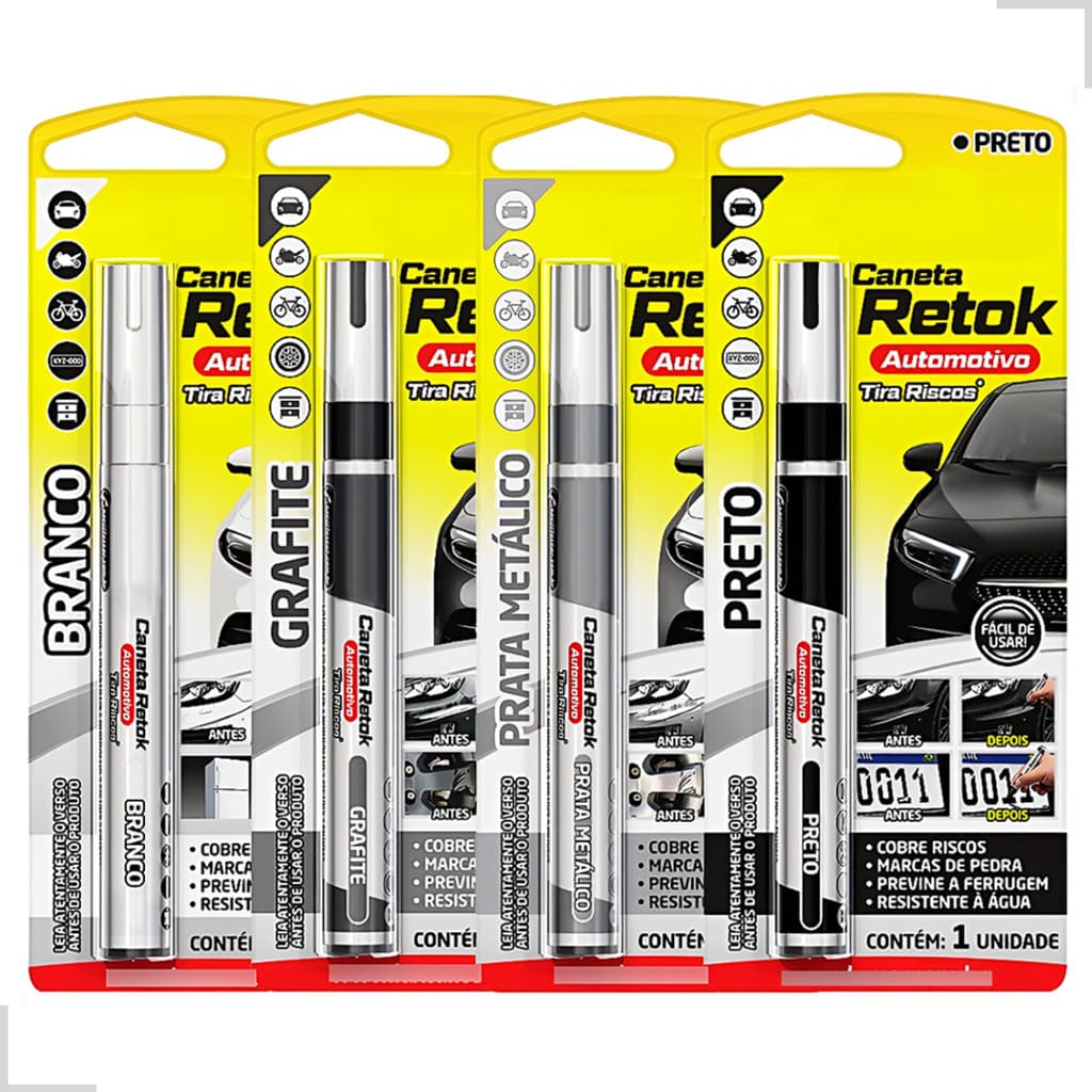 Caneta Tira Riscos Pintura Automotiva Carro Moto Reparadora Pintar Manchas Lataria Reparo Permanente